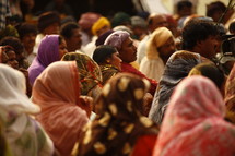 A crowd of people in India 