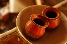 red clay pots in a bowl 
