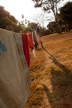 Clothes on the clothes line. 