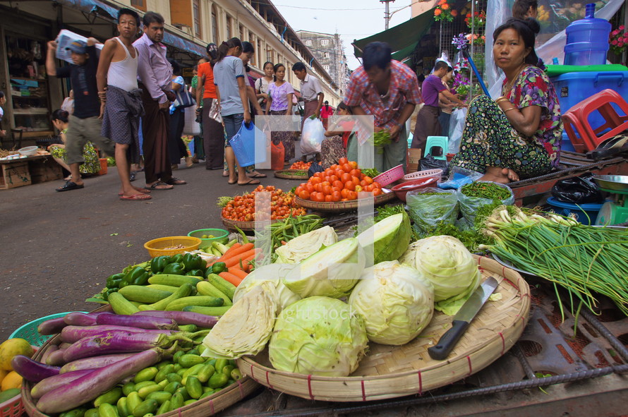 Street market selling vegetables 