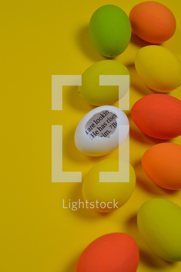 Easter Eggs on a Yellow background 