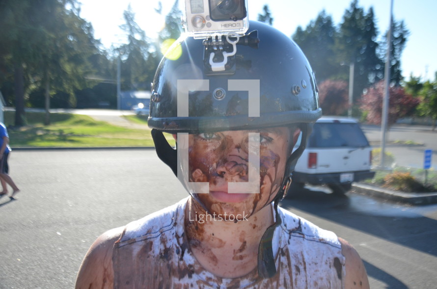 helmet cam and a muddy boy 