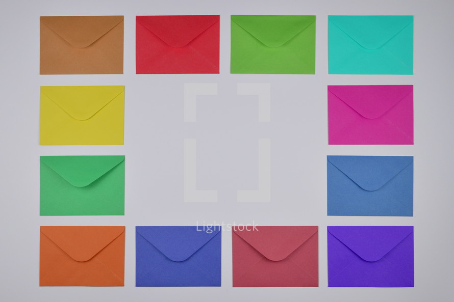 frame of colorful envelopes 