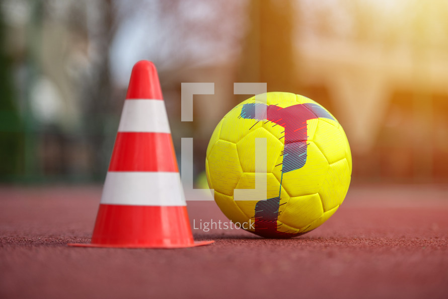 cone and soccer ball 
