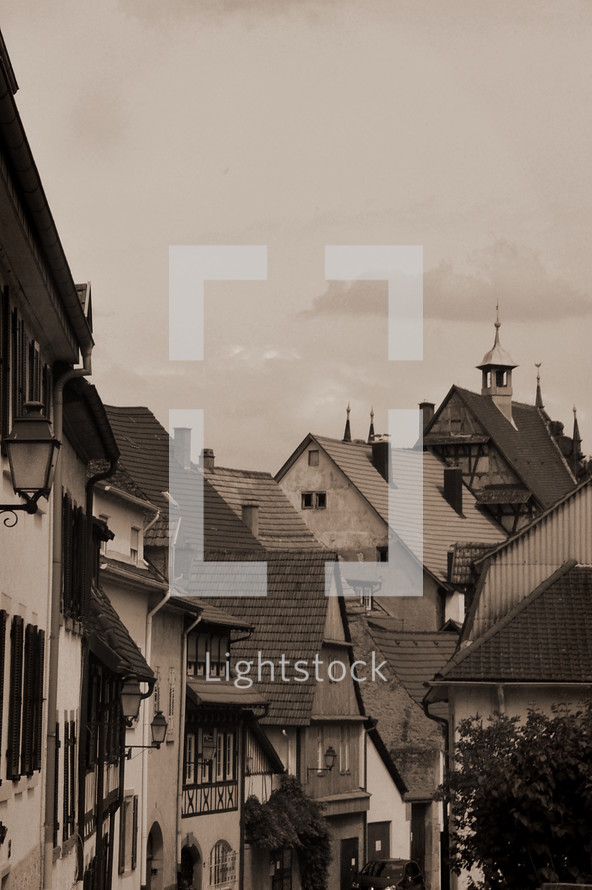 houses and roofs of a old German town. 

