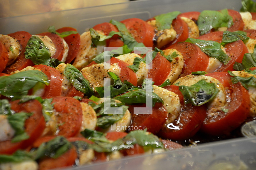 Fresh home made tomato mozzarella salad.