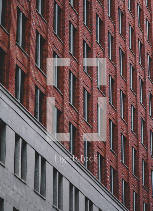 Windows pattern on a brick building
