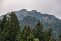 Rocky peaks and spruce trees