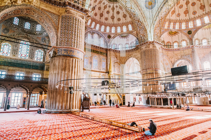 An interior of a mosque in Turkey under renovation. 