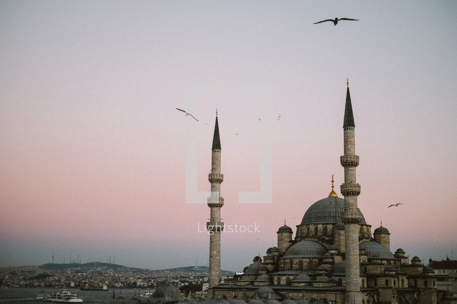 Towers of a mosque in Turkey. 