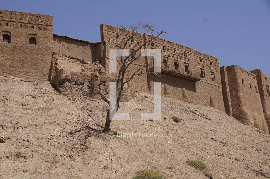 Fortified desert city walls