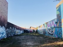 graffiti covered walls