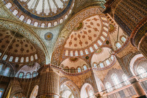 Mosque domed painted ceiling in Turkey