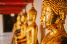 gold statues In Thailand 