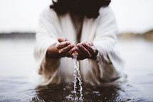 Jesus in biblical times standing in water 
