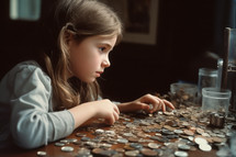Girl counting coins