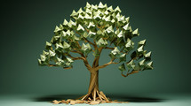 Origami tree on an isolated background.