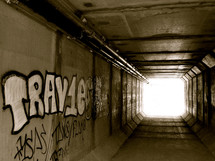 graffiti in a tunnel
