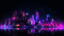 Futuristic city concept at night. 
