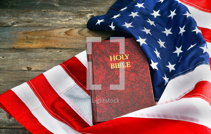 Bible on an American flag 