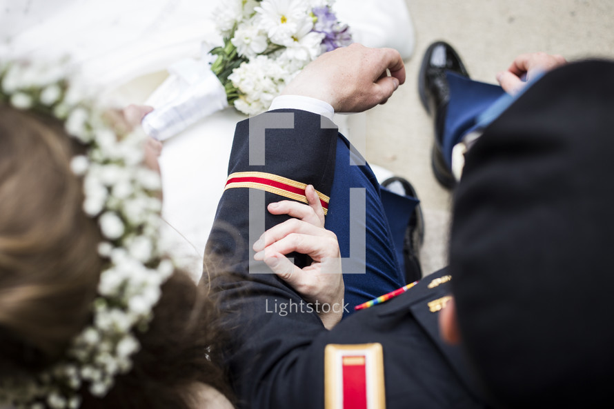 bride and serviceman groom 