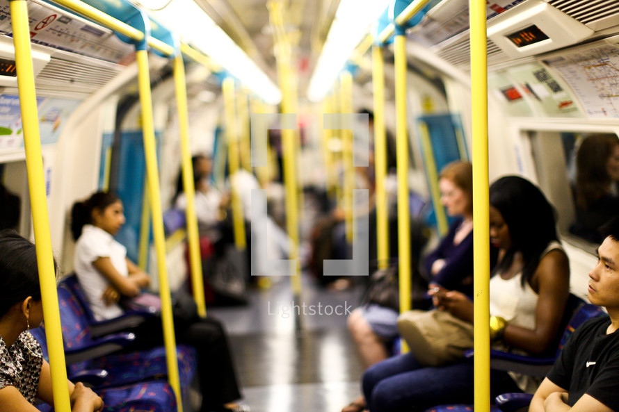 Riding on a subway in London