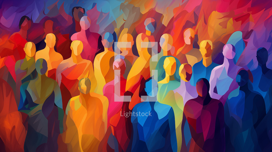 Abstract colorful crowd illustration. 