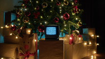Christmas Static television with white noise and flickering 