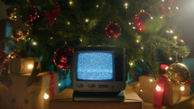 Christmas Static television with white noise and flickering 