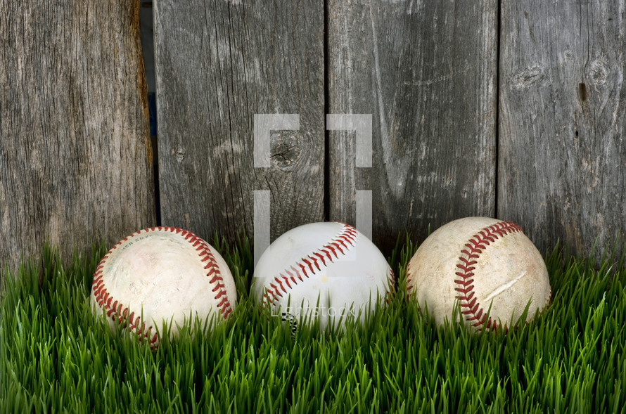 baseballs in grass 