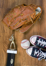 baseball glove, trophy, sneakers, baseball, champions, sports, ball 