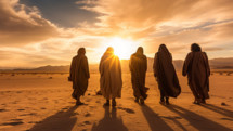 Disciples walking through the desert 