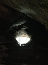 sunlight at the entrance of a cave