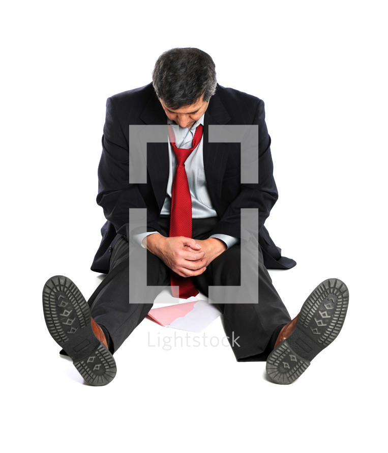 Distressed man in a suit 
