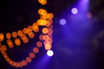 Blue and yellow bokeh with blurred lights