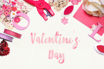 word, lettering, ribbon, stack, floral, paper, Valentines day, background, hole puncher 