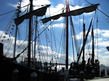 masts of a large sailboat