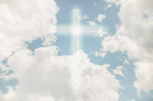 glowing cross in the clouds 