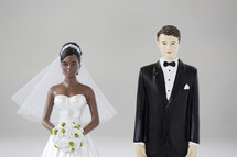 bride and groom; interracial cake toppers. 