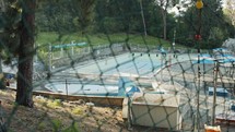 Abandoned and neglected swimming pool due to corona virus outbreak