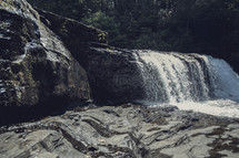 waterfall into a swimming hole in Asheville, NC