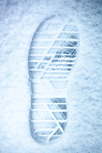 shoe print in snow 