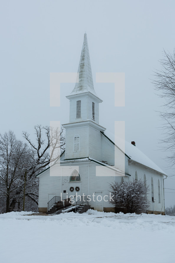 Snow chapel at Christmas