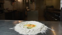 Chef Making The Pasta At Eggs Dough Called Lasagne At Italian Restaurant