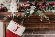decorated Christmas mantel 