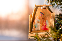 birth of Jesus painted ornament 