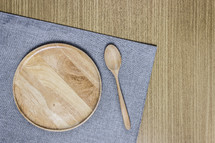 wooden plate and spoon 