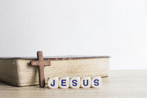 Bible, cross, and word Jesus 
