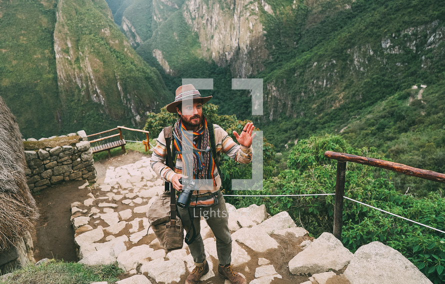 a man backpacking in Peru 