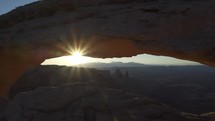 Mesa Arch at Sunrise, Island in the Sky. A Huge, Flat-Topped Mesa with Panoramic Overlooks in Canyonlands National Park Utah